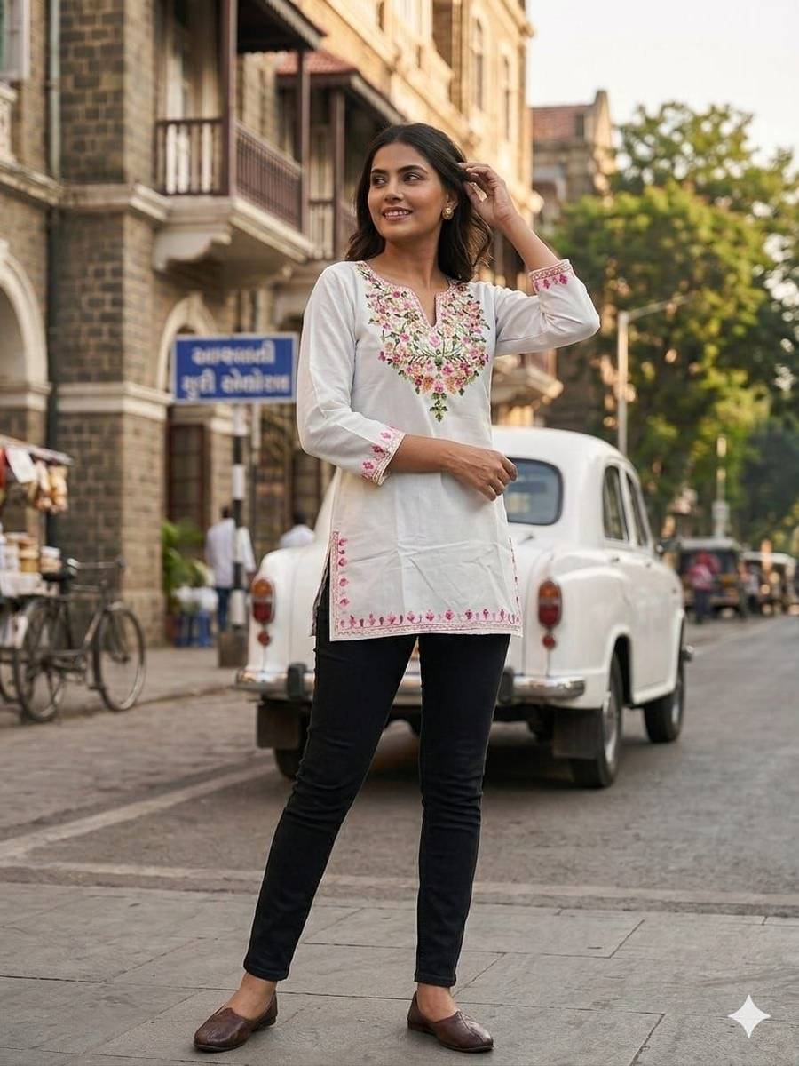 FANCY COTTON EMBROIDERY WORK TOP DAILY WEAR WHOLESALE PRICE ETHNIC GARMENT (1)