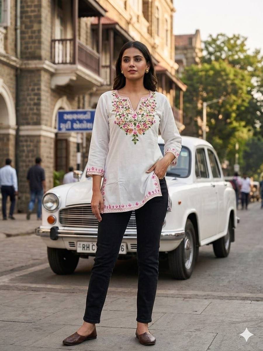 FANCY COTTON EMBROIDERY WORK TOP DAILY WEAR WHOLESALE PRICE ETHNIC GARMENT (16)