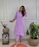FANCY COTTON THREAD EMBROIDERY WORK TOP PENT SET OFFICE WEAR WHOLESALE PRICE ETHNIC GARMENT (8)