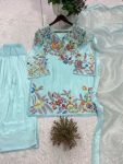 FANCY CREPE SILK SEQUENCE EMBROIDERY WITH BORDER LACE WORK TOP PATIYALA WITH DUPATTA FESTIVE WEAR WHOLESALE PRICE ETHNIC GARMENT (3)