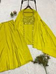 FANCY FRENCH CREPE REAL MIRROR WITH EMBROIDERY WORK SKIRT BLOUSE WITH SHRUG PARTY WEAR WHOLESALE PRICE ETHNIC GARMENT (7)