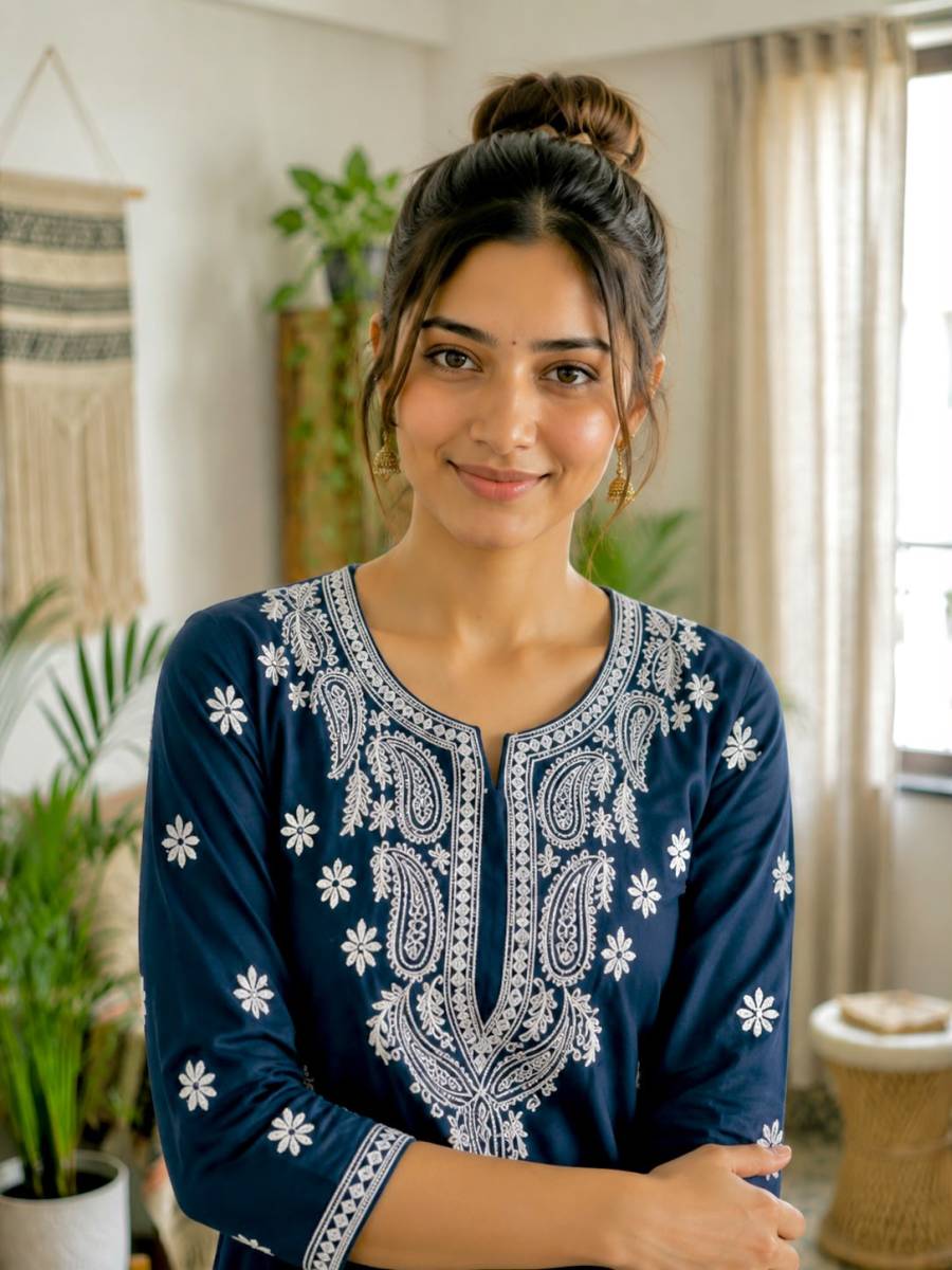 FANCY FRENCH CREPE SILK THREAD EMBROIDERY WORK KURTI PALAZZO SET OFFICE WEAR WHOLESALE PRICE ETHNIC GARMENT (10)