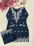 FANCY FRENCH CREPE SILK THREAD EMBROIDERY WORK KURTI PALAZZO SET OFFICE WEAR WHOLESALE PRICE ETHNIC GARMENT (13)