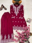 FANCY FRENCH CREPE SILK THREAD EMBROIDERY WORK KURTI PALAZZO SET OFFICE WEAR WHOLESALE PRICE ETHNIC GARMENT (24)