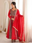 FANCY GEORGETTE EMBROIDERED MALL- BERRY WORK GOWN BOTTOM WITH DUPATTA RED