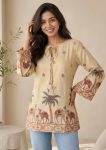 FANCY KALAMKARI PRINT WORK TUNIC TOP DAILY WEAR WHOLESALE PRICE ETHNIC GARMENT (21)