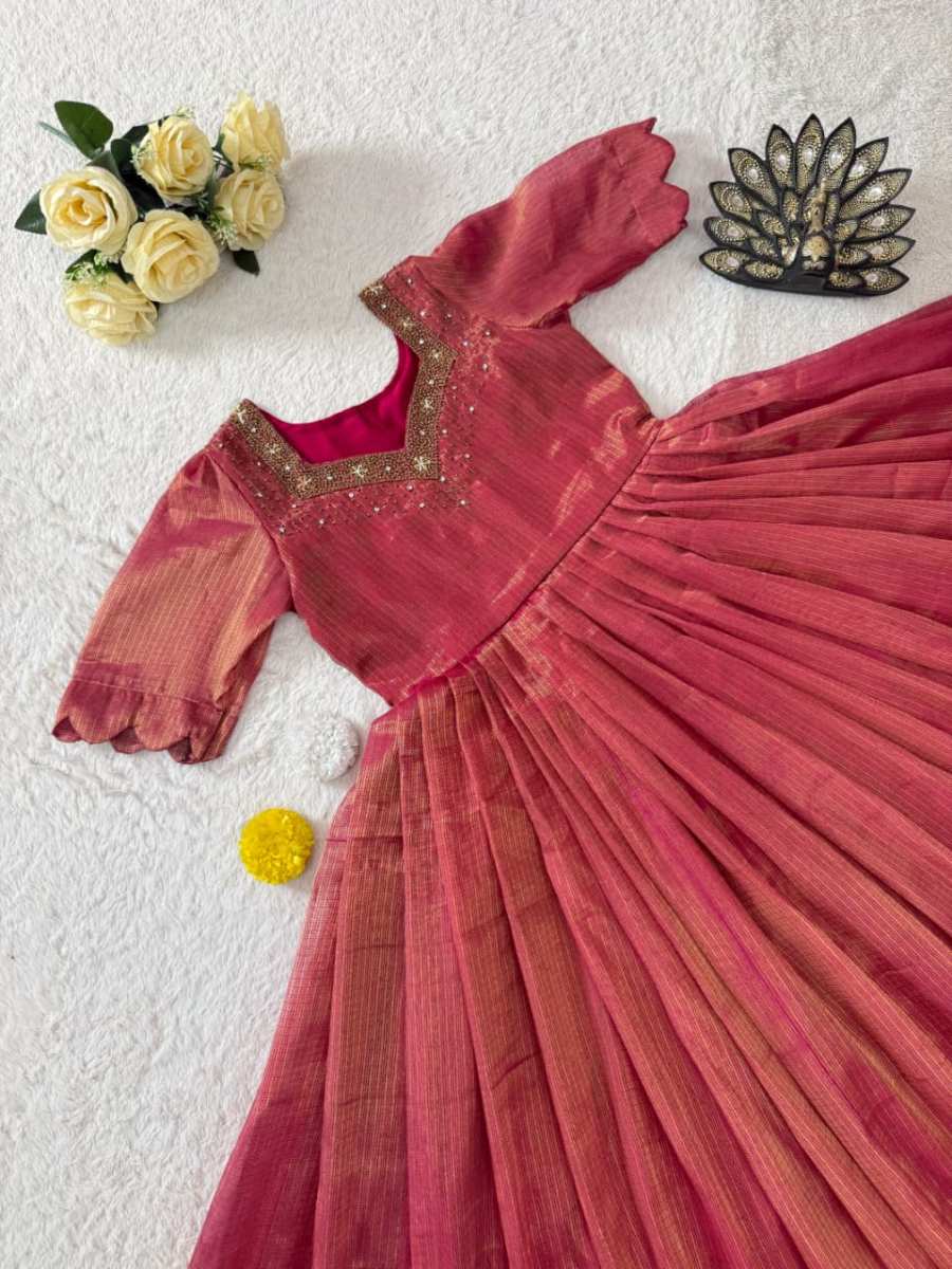 FANCY KOTA TISSUE SILK MAGGAM HAND WORK GOWN FESTIVE WEAR WHOLESALE PRICE ETHNIC GARMENT (11)