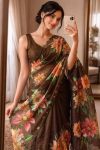 FANCY LINEN SILK DIGITAL PRINT AND KHATLI WORK SAREE WITH UNSTITCHED BLOUSE FESTIVE WEAR WHOLESALE PRICE ETHNIC GARMENT (18)