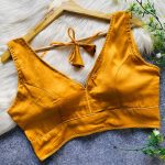 FANCY MALAI SATIN PLAIN STITCHED BLOUSE YELLOW