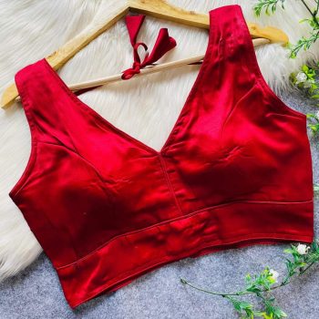 FANCY MALAI SATIN PLAIN STITCHED BLOUSE RED