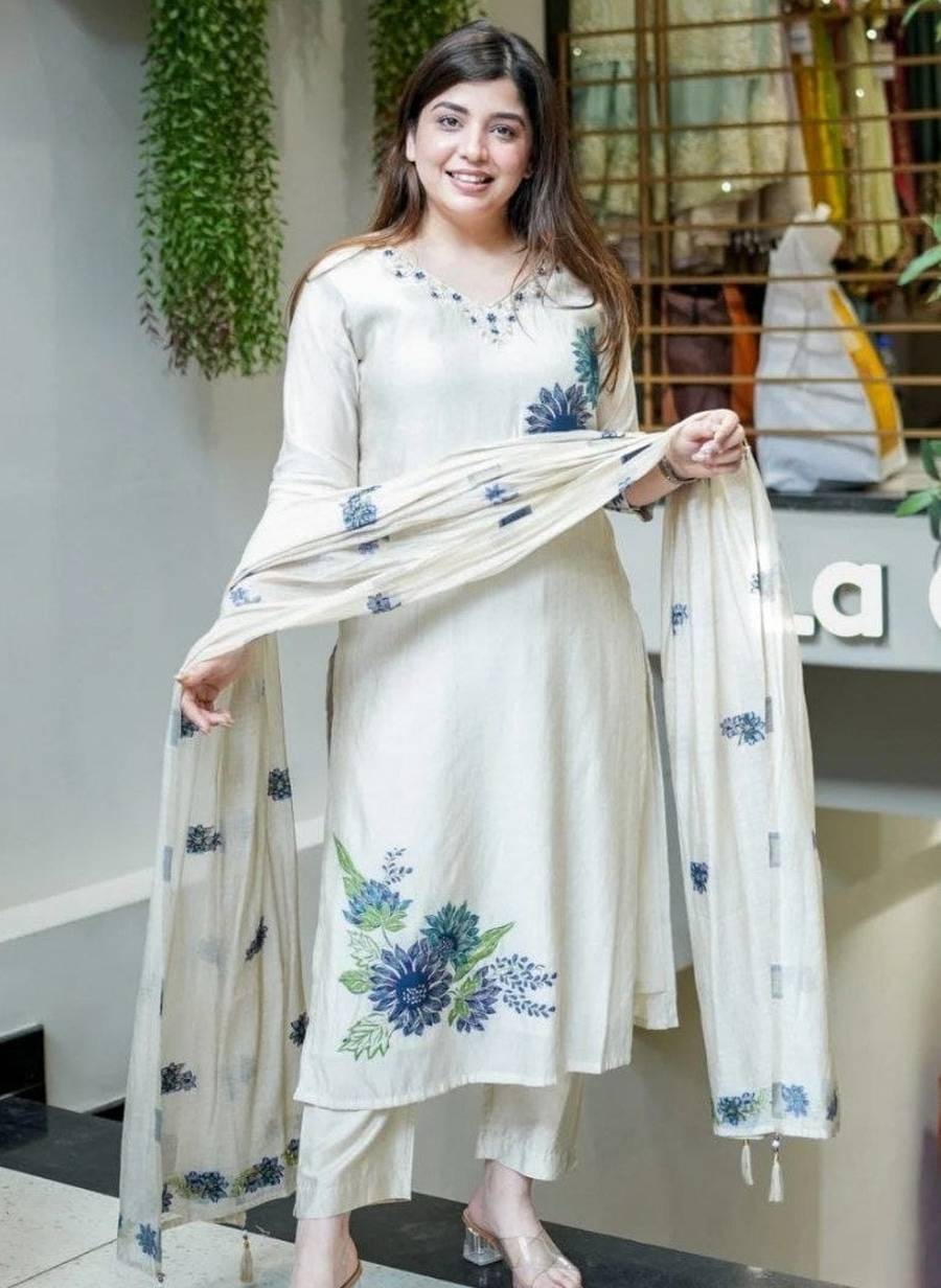 FANCY MORGAN SILK SEQUENCE DIGITAL PRINT WORK TOP BOTTOM WITH DUPATTA FESTIVE WEAR WHOLESALE PRICE ETHNIC GARMENT (5)