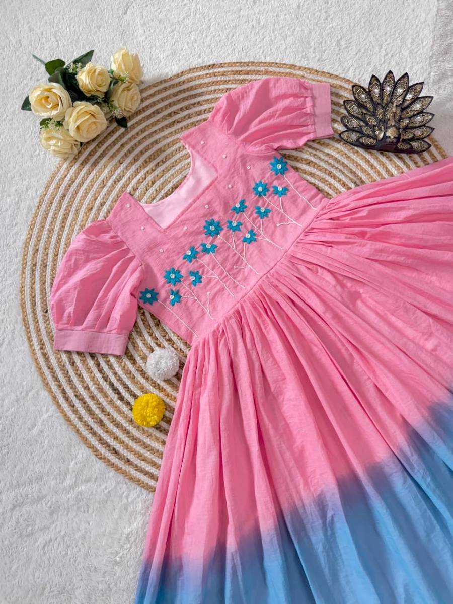 FANCY MUL COTTON PEDDING HAND WORK ONE PIECE DRESS PARTY WEAR WHOLESALE PRICE ETHNIC GARMENT (8)