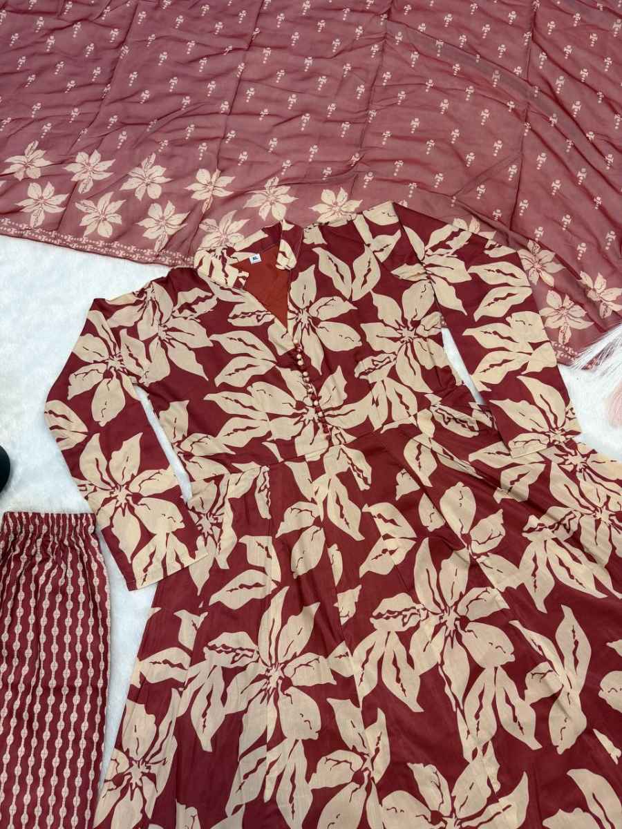 FANCY MUSLIN COTTON DIGITAL PRINT WORK GOWN BOTTOM WITH DUPATTA FESTIVE WEAR WHOLESALE PRICE ETHNIC GARMENT (8)