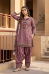 FANCY NATURAL SILK EMBROIDRY WORK TOP PATIYALA WITH DUPATTA LAVENDER