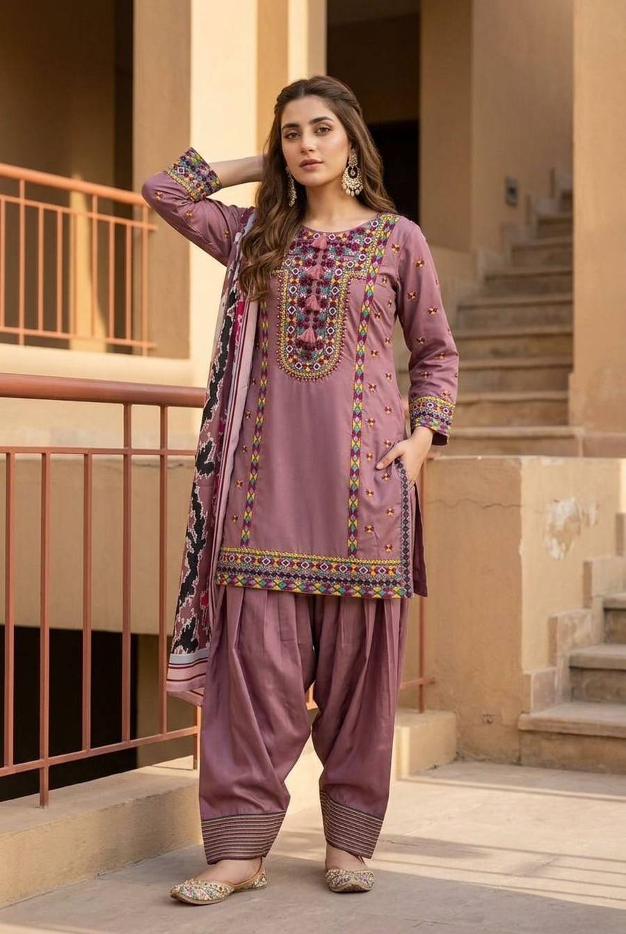 FANCY NATURAL SILK EMBROIDRY WORK TOP PATIYALA WITH DUPATTA FESTIVE WEAR WHOLESALE PRICE ETHNIC GARMENT (19)