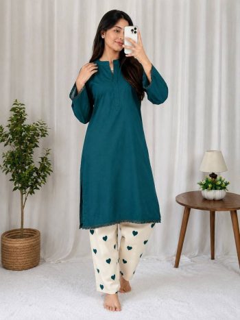 FANCY RAYON COTTON PLAIN TOP WITH EMBROIDERY WORK PALAZZO RAMA