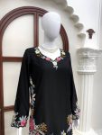 FANCY RAYON SATIN THREAD WORK KURTI PALAZZO SET CASUAL WEAR WHOLESALE PRICE ETHNIC GARMENT (2)