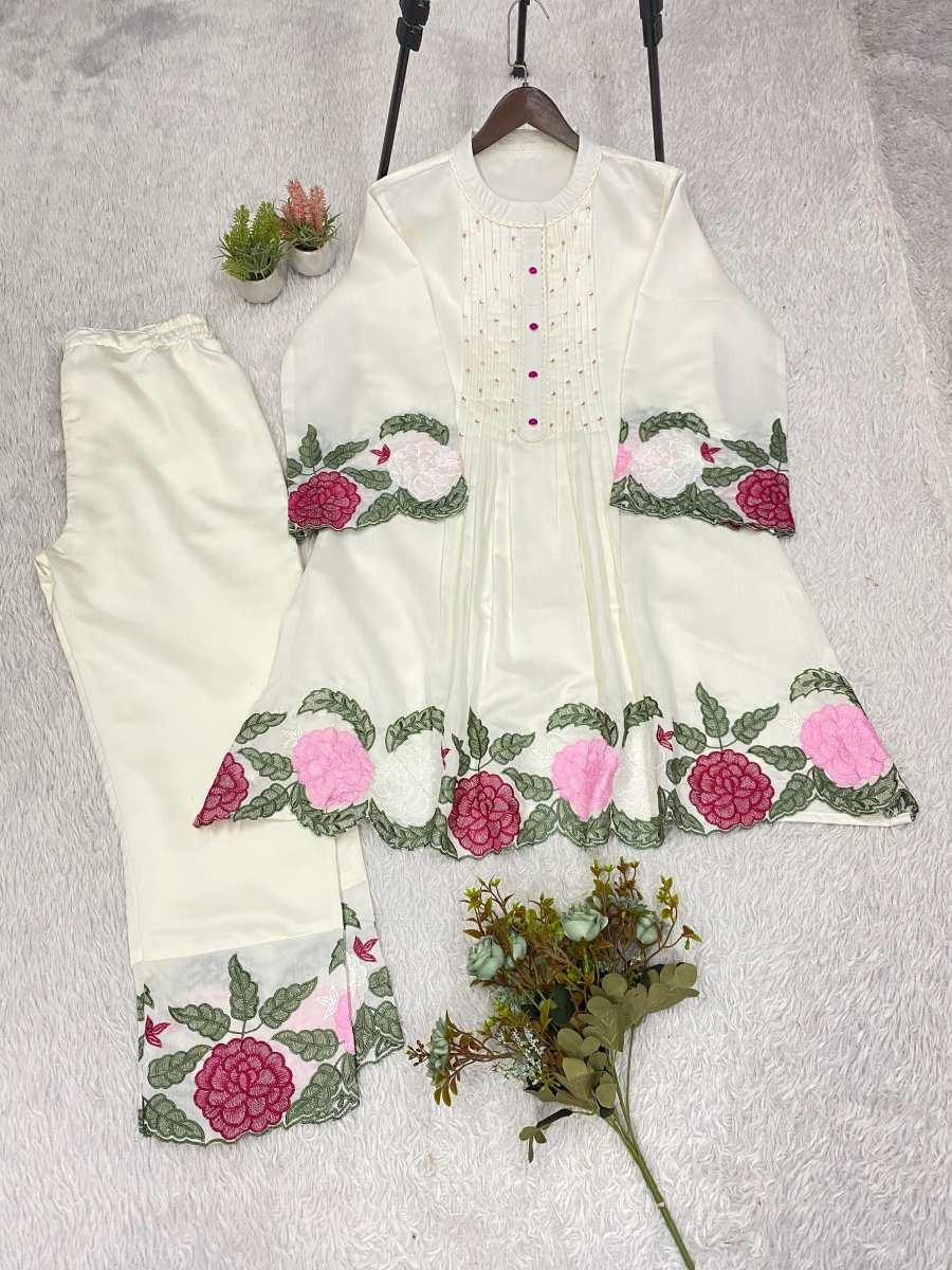 FANCY ROMAN EMBROIDERY WORK CO-ORD SET PARTY WEAR WHOLESALE PRICE ETHNIC GARMENT (5)