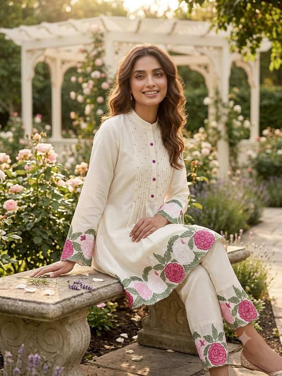 FANCY ROMAN EMBROIDERY WORK CO-ORD SET PARTY WEAR WHOLESALE PRICE ETHNIC GARMENT (6)