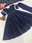 FANCY ROMAN SILK EMBROIDERY WORK GOWN PALAZZO WITH DUPATTA FESTIVE WEAR WHOLESALE PRICE ETHNIC GARMENT (4)