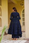 FANCY ROMAN SILK EMBROIDERY WORK GOWN PALAZZO WITH DUPATTA FESTIVE WEAR WHOLESALE PRICE ETHNIC GARMENT (4)