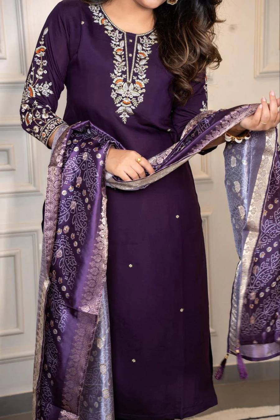 FANCY ROMAN SILK EMBROIDERY WORK TOP BOTTOM WITH DUPATTA FESTIVE WEAR WHOLESALE PRICE ETHNIC GARMENT (6)