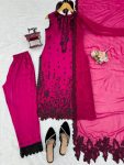 FANCY ROMAN SILK THREAD & SEQUENCE WORK TOP BOTTOM WITH DUPATTA FESTIVE WEAR WHOLESALE PRICE ETHNIC GARMENT (2)