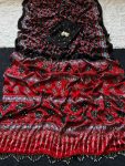 FANCY SATIN AJARAKH PRINT WITH REAL MIRROR WORK SAREE WITH UNSTITCHED BLOUSE FESTIVE WEAR WHOLESALE PRICE ETHNIC GARMENT (4)