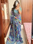 FANCY SILK DIGITAL PRINTED WITH REAL MIRROR & AARI WORK SAREE WITH UNSTITCHED BLOUSE PARTY WEAR WHOLESALE PRICE ETHNIC GARMENT(2)