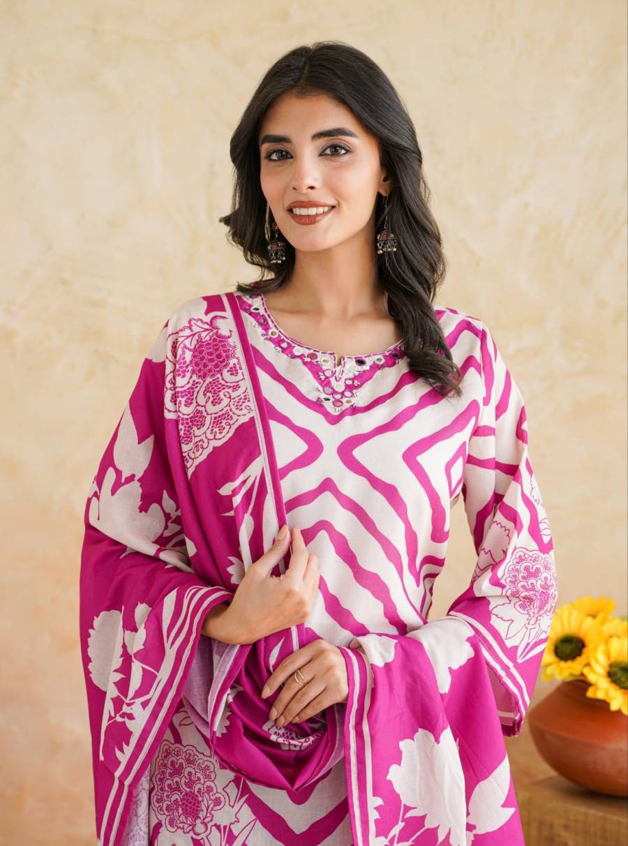 FANCY SILK MORGAN SEQUENCE DIGITAL PRINT WORK TOP BOTTOM WITH DUPATTA CASUAL WEAR WHOLESALE PRICE ETHNIC GARMENT (4)
