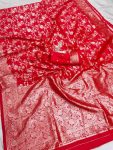 FANCY SOFT SILK ZARI WOVEN WORK SAREE WITH UNSTITCHED BLOUSE FESTIVE WEAR WHOLESALE PRICE ETHNIC GARMENT (5)