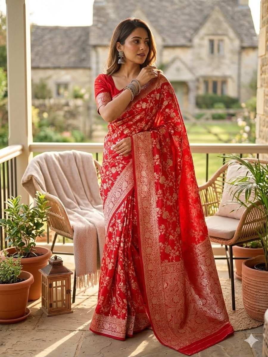 FANCY SOFT SILK ZARI WOVEN WORK SAREE WITH UNSTITCHED BLOUSE FESTIVE WEAR WHOLESALE PRICE ETHNIC GARMENT (2)