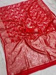 FANCY SOFT SILK ZARI WOVEN WORK SAREE WITH UNSTITCHED BLOUSE FESTIVE WEAR WHOLESALE PRICE ETHNIC GARMENT (5)