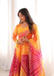 FANCY TABBY ORGANZA PRINTED WORK GOWN BOTTOM WITH DUPATTA FESTIVE WEAR WHOLSALE PRICE ETHNIC GARMENT (6)