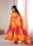 FANCY TABBY ORGANZA PRINTED WORK GOWN BOTTOM WITH DUPATTA FESTIVE WEAR WHOLSALE PRICE ETHNIC GARMENT (6)