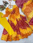 FANCY TABBY ORGANZA PRINTED WORK GOWN BOTTOM WITH DUPATTA FESTIVE WEAR WHOLSALE PRICE ETHNIC GARMENT (6)