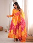 FANCY TABBY ORGANZA PRINTED WORK GOWN BOTTOM WITH DUPATTA FESTIVE WEAR WHOLSALE PRICE ETHNIC GARMENT (6)