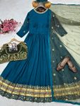 FANCY VICHITRA SEQUENCE AND ZARI WORK WITH FANCY LACE WORK GOWN KOTI WITH DUPATTA WEDDING WEAR WHOLESALE PRICE ETHNIC GARMENT (8)