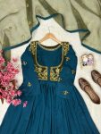 FANCY VICHITRA SEQUENCE AND ZARI WORK WITH FANCY LACE WORK GOWN KOTI WITH DUPATTA WEDDING WEAR WHOLESALE PRICE ETHNIC GARMENT (8)