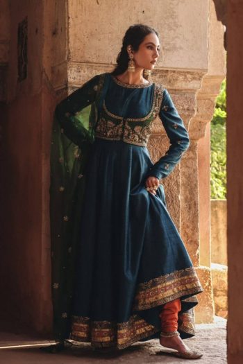FANCY VICHITRA SEQUENCE  AND ZARI WORK WITH FANCY LACE WORK GOWN KOTI WITH DUPATTA TEAL