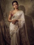 FASHIONABLE SOFT RANGOLI SILK SEQUENCE EMBROIDERY WORK SAREE WITH UNSTITCHED BLOUSE OFF WHITE