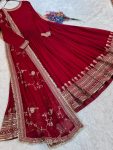 LATEST FAUX BLOOMING EMBROIDERY ZARI SEQUENCE WORK GOWN WITH DUPATTA WEDDING WEAR WHOLESALE PRICE ETHNIC GARMENT (3)