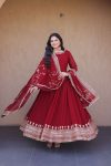 LATEST FAUX BLOOMING EMBROIDERY ZARI SEQUENCE WORK GOWN WITH DUPATTA WEDDING WEAR WHOLESALE PRICE ETHNIC GARMENT (3)