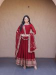 LATEST FAUX BLOOMING EMBROIDERY ZARI SEQUENCE WORK GOWN WITH DUPATTA WEDDING WEAR WHOLESALE PRICE ETHNIC GARMENT (3)
