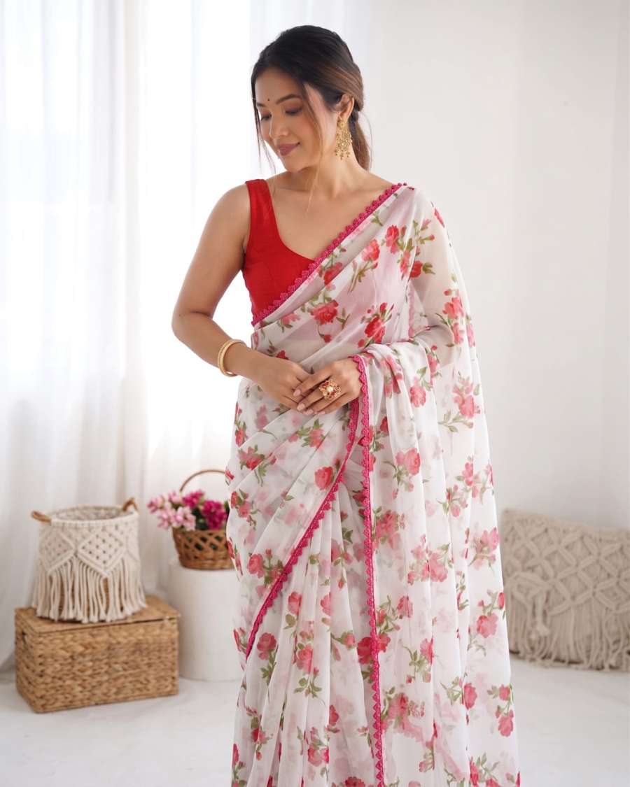 LATEST HEAVY CHIFFON LACE BORDER SAREE WITH UNSTITCHED BLOUSE DAILY WEAR WHOLESALE PRICE ETHNIC GARMENT (5)