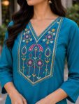 LATEST TESLA COTTON EMBROIDERY WORK KURTI OFFICE WEAR WHOLESALE PRICE ETHNIC GARMENT (14)