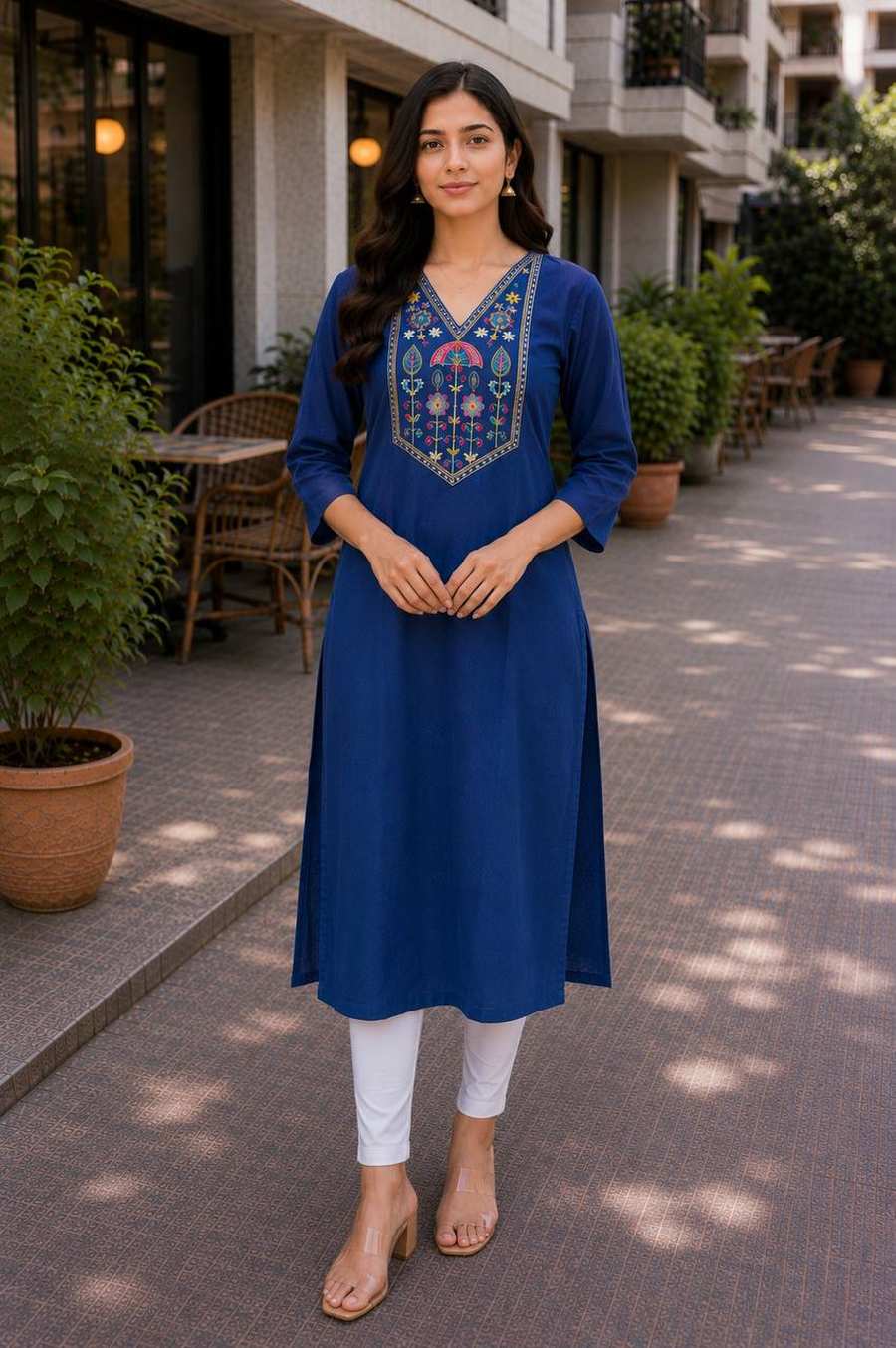 LATEST TESLA COTTON EMBROIDERY WORK KURTI OFFICE WEAR WHOLESALE PRICE ETHNIC GARMENT (10)