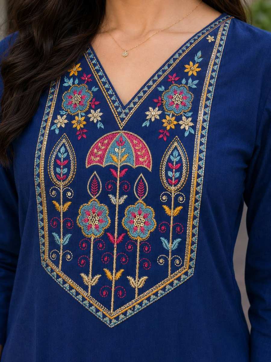 LATEST TESLA COTTON EMBROIDERY WORK KURTI OFFICE WEAR WHOLESALE PRICE ETHNIC GARMENT (13)