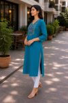 LATEST TESLA COTTON EMBROIDERY WORK KURTI OFFICE WEAR WHOLESALE PRICE ETHNIC GARMENT (14)