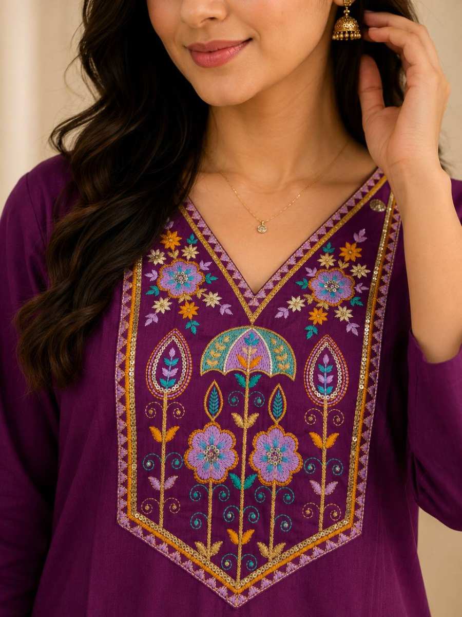 LATEST TESLA COTTON EMBROIDERY WORK KURTI OFFICE WEAR WHOLESALE PRICE ETHNIC GARMENT (5)
